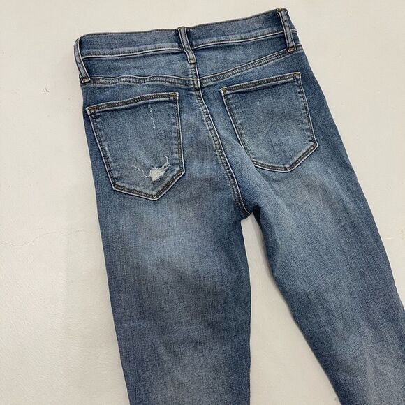 GAP high waisted rise true skinny raw hem distressed patch denim blue jeans 26 - Picture 11 of 11